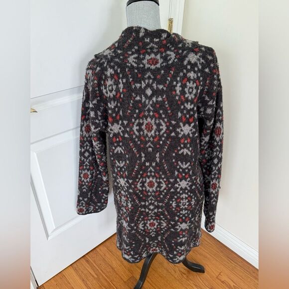 Free People Wool Alpaca Blend Aztec Sweater Coat Jacket Small - Picture 6 of 7